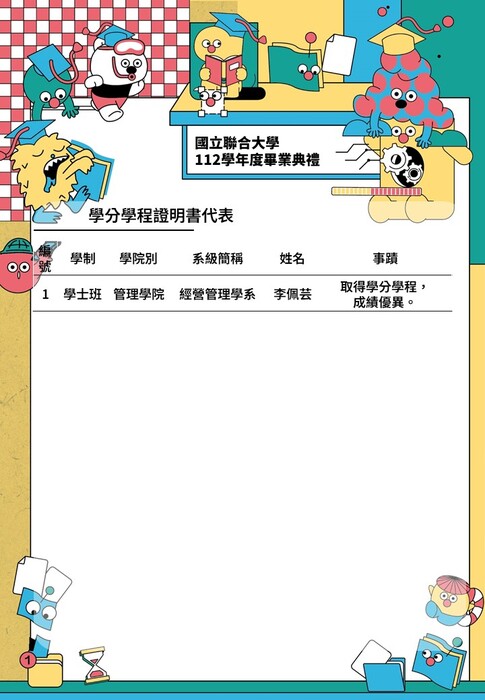 學 分 學 程 證 明 書 代 表